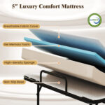 Twin Size Folding Bed with 5-Inch Mattress Rollaway Guest Bed with Memory Foam Mattress - Image 6
