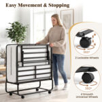 Twin Size Folding Bed with 5-Inch Mattress Rollaway Guest Bed with Memory Foam Mattress - Image 9