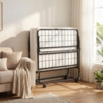 Twin Size Folding Bed with 5-inch Mattress and Metal Frame for Apartment - Image 2