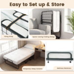 Twin Size Folding Bed with 5-inch Mattress and Metal Frame for Apartment - Image 8