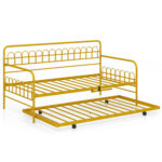 Twin Size Golden Metal Daybed with Trundle and Lockable Wheels - Image 4