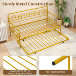 Twin Size Golden Metal Daybed with Trundle and Lockable Wheels - Image 7