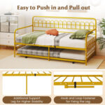 Twin Size Golden Metal Daybed with Trundle and Lockable Wheels - Image 8
