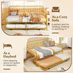 Twin Size Golden Metal Daybed with Trundle and Lockable Wheels - Image 9