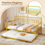Twin Size Golden Metal Daybed with Trundle and Lockable Wheels - Image 11