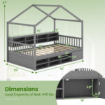 Twin Size House Bed with Roof with 14 Storage Cubes and Enclosed Cabinet - Image 4