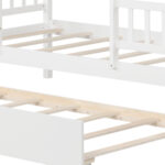 Twin Size House Bed with Trundle Kids Platform Bed with Roof Window - Image 6