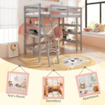 Twin Size Loft Bed with Desk and Bookshelves for Kids and Teens - Image 14