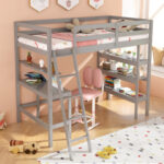 Twin Size Loft Bed with Desk and Bookshelves for Kids and Teens - Image 3