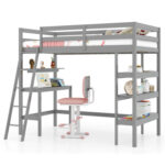 Twin Size Loft Bed with Desk and Bookshelves for Kids and Teens - Image 4