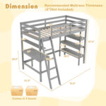 Twin Size Loft Bed with Desk and Bookshelves for Kids and Teens - Image 5