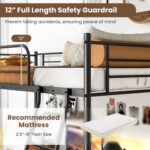Twin Size Loft Bed Metal Bed Frame with Ladder and Guardrails - Image 7
