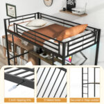 Twin Size Loft Bed Raised Platform Bed with Desk and 2 Storage Shelves - Image 10