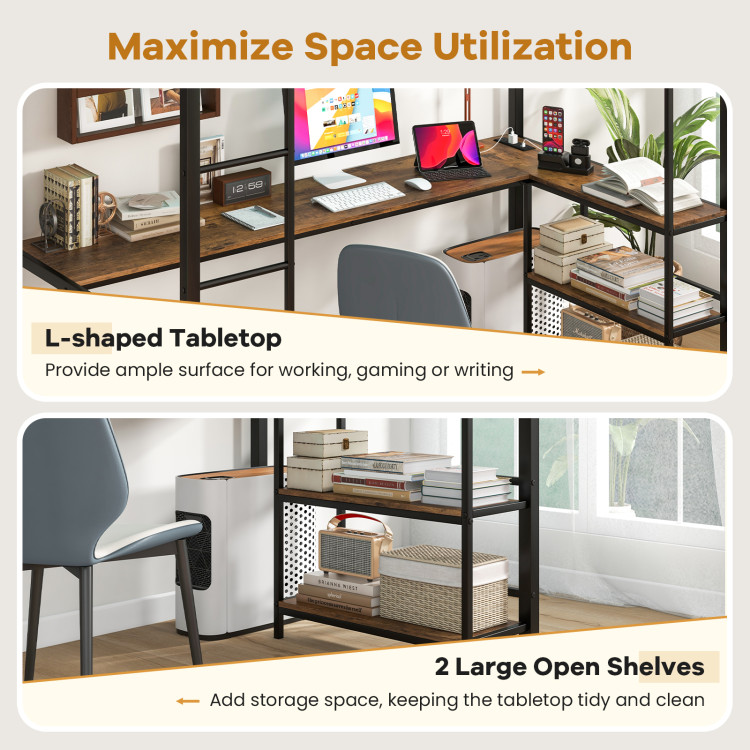 Twin Size Loft Bed Raised Platform Bed with Desk and 2 Storage Shelves - Image 8