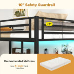 Twin Size Loft Bed Raised Platform Bed with Desk and 2 Storage Shelves - Image 9