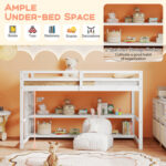 Twin Size Loft Bed with Storage Shelves Full-length Guardrails and Ladder - Image 6
