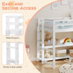 Twin Size Loft Bed with Storage Shelves Full-length Guardrails and Ladder - Image 7