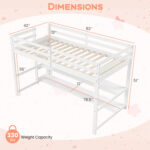 Twin Size Loft Bed with Storage Shelves Full-length Guardrails and Ladder - Image 4