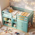 Twin Size Loft Bed with LED Lights and Kids Wooden Bed Frame - Image 3