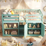 Twin Size Loft Bed with LED Lights and Kids Wooden Bed Frame - Image 5