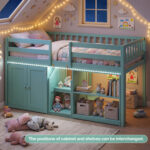 Twin Size Loft Bed with LED Lights and Kids Wooden Bed Frame - Image 6