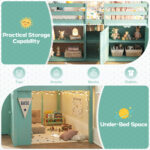 Twin Size Loft Bed with LED Lights and Kids Wooden Bed Frame - Image 7