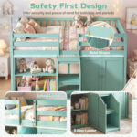 Twin Size Loft Bed with LED Lights and Kids Wooden Bed Frame - Image 8