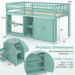 Twin Size Loft Bed with LED Lights and Kids Wooden Bed Frame - Image 4