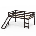 Twin Size Low Sturdy Loft Bed with Slide Wood - Image 4