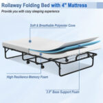 Twin Size Metal Folding Bed with Memory Foam Mattress - Image 6