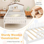 Twin Size Kids Montessori Bed with House-Shaped Headboard and Built-in Storage Shelf - Image 10