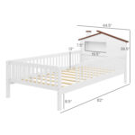Twin Size Kids Montessori Bed with House-Shaped Headboard and Built-in Storage Shelf - Image 4