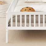 Twin Size Kids Montessori Bed with House-Shaped Headboard and Built-in Storage Shelf - Image 6