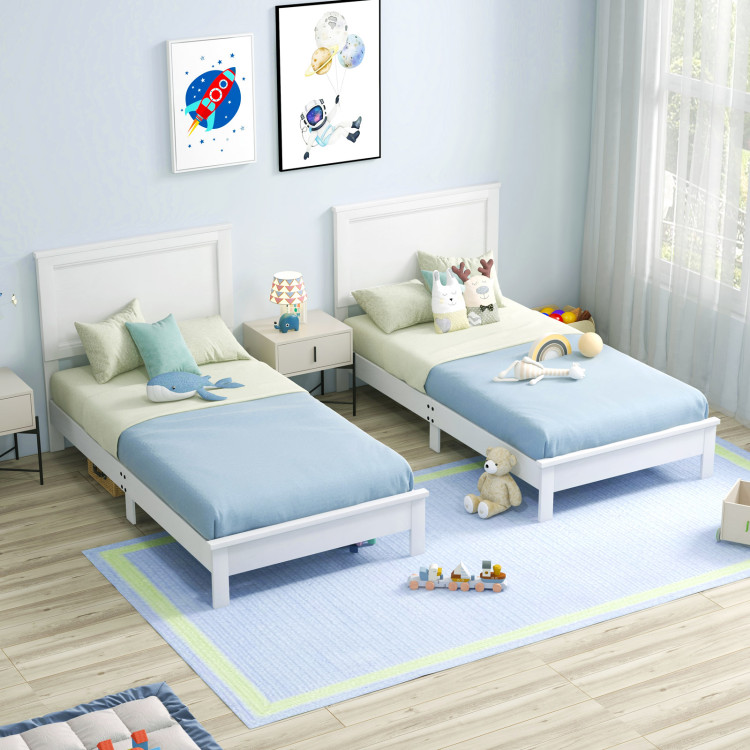 Twin Size Wooden Bed Frame with Headboard and Slat Support - Image 6