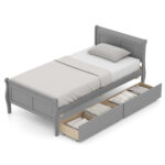 Twin Size Sleigh Bed with 2 Storage Drawers Wood Platform Bed Frame