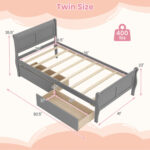 Twin Size Sleigh Bed with 2 Storage Drawers Wood Platform Bed Frame - Image 4