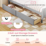 Twin Size Sleigh Bed with 2 Storage Drawers Wood Platform Bed Frame - Image 7