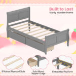 Twin Size Sleigh Bed with 2 Storage Drawers Wood Platform Bed Frame - Image 8