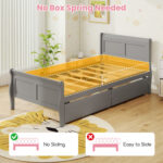 Twin Size Sleigh Bed with 2 Storage Drawers Wood Platform Bed Frame - Image 9