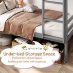 Twin Size Sturdy Wooden Bunk Beds with Ladder and Safety Rail - Image 10