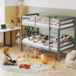 Twin Size Sturdy Wooden Bunk Beds with Ladder and Safety Rail - Image 3