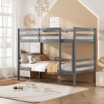 Twin Size Sturdy Wooden Bunk Beds with Ladder and Safety Rail - Image 5