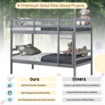 Twin Size Sturdy Wooden Bunk Beds with Ladder and Safety Rail - Image 7