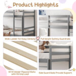 Twin Size Sturdy Wooden Bunk Beds with Ladder and Safety Rail - Image 8