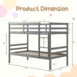 Twin Size Sturdy Wooden Bunk Beds with Ladder and Safety Rail - Image 4