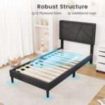 Twin/Full/Queen Size Upholstered Platform Bed Frame with High Headboard - Image 6