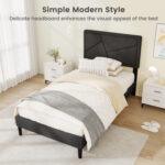 Twin/Full/Queen Size Upholstered Platform Bed Frame with High Headboard - Image 9