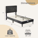Twin/Full/Queen Size Upholstered Platform Bed Frame with High Headboard - Image 4