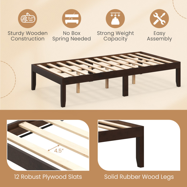 14 Inch Twin Wood Platform Bed Frame with Wooden Slats Support - Image 8
