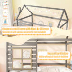 Twin Size Wooden Platform House Bed with Trundle and Roof - Image 5